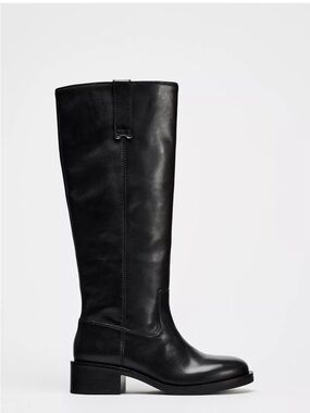 Zara Black Leather Over-the-Knee Riding Boots